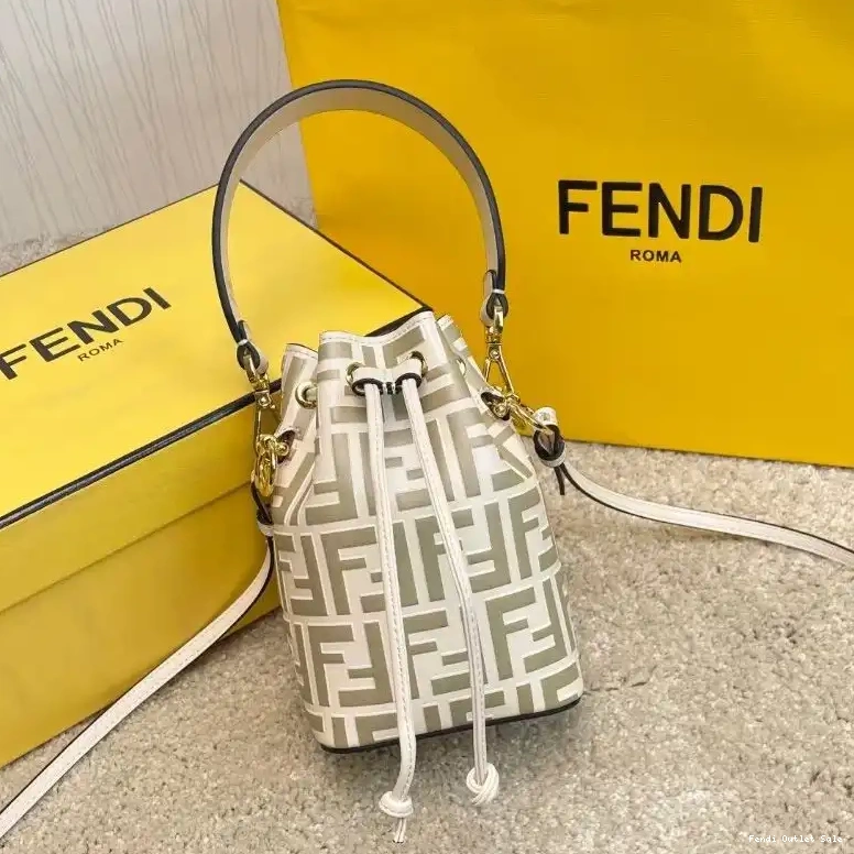 Mini Calf Bag Bucket Tresor Mon FF In Fendi White Leather Motif 0425